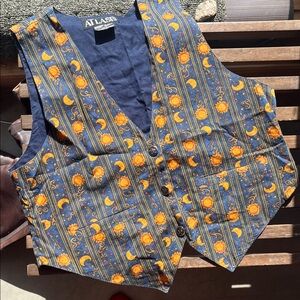 At Last Celestial Patterned Vest in Orange and Blue